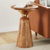 Christopher Knight Home Laveer Wood End Table, Indoor Round Side Table, Small Drink Table, Modern Solid Wood Accent Table Coffee Table for Living Room Bedroom or Small Spaces, Gold+Honey(Gold+honey Wood laveer)