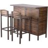Christopher Knight Home Leni Indoor Acacia Bar Set with Rustic Metal Finish Accents, Dark Brown / Rustic Metal(Acacia Bar Set)