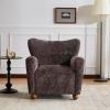 Christopher Knight Home Lindy Wingback Accent Chair, Upholstered Armchair with Rounded Wooden Legs, Curved Backrest Single Sofa, Soft Cushion Seating, Comfy Lounge Chair for Living Room, Light Brown(Dark Brown)
