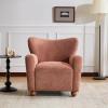 Christopher Knight Home Lindy Wingback Accent Chair, Upholstered Armchair with Rounded Wooden Legs, Curved Backrest Single Sofa, Soft Cushion Seating, Comfy Lounge Chair for Living Room, Light Brown(Dusty Coral)