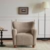 Christopher Knight Home Lindy Wingback Accent Chair, Upholstered Armchair with Rounded Wooden Legs, Curved Backrest Single Sofa, Soft Cushion Seating, Comfy Lounge Chair for Living Room, Light Brown(Light Brown)