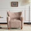 Christopher Knight Home Lindy Wingback Accent Chair, Upholstered Armchair with Rounded Wooden Legs, Curved Backrest Single Sofa, Soft Cushion Seating, Comfy Lounge Chair for Living Room, Light Brown(Beige Brown)