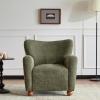 Christopher Knight Home Lindy Wingback Accent Chair, Upholstered Armchair with Rounded Wooden Legs, Curved Backrest Single Sofa, Soft Cushion Seating, Comfy Lounge Chair for Living Room, Light Brown(Olive Green)