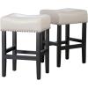 Christopher Knight Home Lisette Backless Leather Counter Stools, 2-Pcs Set, Ivory