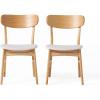 Christopher Knight Home Lucious Fabric / Oak Finish Dining Chairs, 2-Pcs Set, Light Beige