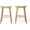 Christopher Knight Home Magwen Outdoor Acacia Wood Barstool with Wicker (Set of 2), Light Brown and Light Multi-Brown