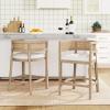 Christopher Knight Home Maida Wooden Counter Stool Set of 2, Kitchen Counter Height Bar Stool, Cocktail Stool with Rattan Round Backrest, Fabric Upholstered Chair for Bar Table, Beige+Natural Ash(Beige+natural Ash)