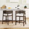 Christopher Knight Home Maida Wooden Counter Stool Set of 2, Kitchen Counter Height Bar Stool, Cocktail Stool with Rattan Round Backrest, Fabric Upholstered Chair for Bar Table, Beige+Natural Ash(Beige+walnut)