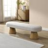 Christopher Knight Home Manila 49″ Oval Dining Bench, Boucle Ottoman Bench, Large Dining Chair, Comfort Kitchen Seating, Comfort Long Footstool for Living Room Dining Room, No Assembly Needed, Beige(Beige/64″)
