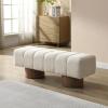 Christopher Knight Home Manila 50″ Chenille Fabric Dining Bench for 2 People, Upholstery Ottoman Bench, End of Bed Footstool, Living Room Sofa Extra Seat/Footrest, No Assembly Needed, Light Beige(Light Beige)