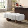 Christopher Knight Home Manila 50″ Chenille Fabric Dining Bench for 2 People, Upholstery Ottoman Bench, End of Bed Footstool, Living Room Sofa Extra Seat/Footrest, No Assembly Needed, Light Beige(White)