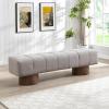 Christopher Knight Home Manila 64″ Boucle Dining Bench, Upholstered Ottoman Bench, Rectangular Dining Seat, Spacious Seating, Long Footstool for Living Room Dining Room, No Assembly Needed, Beige(Light Gray)