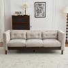 Christopher Knight Home Marloo 3 Seater Sofa Couch, Upholstered Couch, Linen-Like Tufted Back Sofa with Arm Rest, Rubberwood Legs, 78″ Spacious Seating for Living Room Home Rest, Dark Green(Beige)