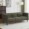 Christopher Knight Home Marloo 3 Seater Sofa Couch, Upholstered Couch, Linen-Like Tufted Back Sofa with Arm Rest, Rubberwood Legs, 78″ Spacious Seating for Living Room Home Rest, Dark Green(Dark Green)