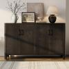 Christopher Knight Home Mirod Farmhouse Wooden Sideboard Cabinet, Large Sideboard Buffet Cabinet, Living Room Storage Cabinet with Shelves, Home Office Credenza, Display Table for Entryway, Black(Black)