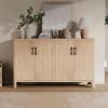 Christopher Knight Home Mirod Farmhouse Wooden Sideboard Cabinet, Large Sideboard Buffet Cabinet, Living Room Storage Cabinet with Shelves, Home Office Credenza, Display Table for Entryway, Black(Natural)