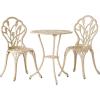 Christopher Knight Home Nassau Outdoor Vintage Style Cast Aluminum Bistro Set with Tulips, 3-Pcs, Sand