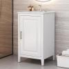Christopher Knight Home Natty 20.3″ Bathroom Vanity with Ceramic Sink, Acacia Wood Frame, Removable Internal Functional Drawer, Storage Cabinet with Door Organizer, Soft-Closing Door, White(White)