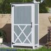 Christopher Knight Home Neapo 54″ Patio Storage Shed, Wood Tool Shed, 5 Storage Zones Garden Tool Organization, Two-Tone Storage Sheds, Hinged Door Storing Tools Cushions Seational Items, Gray+White