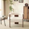 Christopher Knight Home Nettie Modern Accent Chair for Living Room, Boucle Fabric Single Lounge Sofa Chair with Wooden Frame, Comfy Reading Chair for Bedroom, Lounge Armchair with Cushion, Dark Beige(Beige)