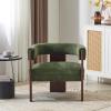 Christopher Knight Home Nettie Modern Accent Chair for Living Room, Velvet Fabric Single Lounge Sofa Chair with Wooden Frame, Comfy Reading Chair for Bedroom, Lounge Armchair with Cushion, Dark Brown(Olive Green)