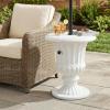 Christopher Knight Home Ogla 23.4” MGO Outdoor Patio Side Table Umbrella Base, Heavy Duty Patio Umbrella Stand Outdoor Base with Hand-Turn Tightening Knob, Small Patio Coffee Table, White Marble