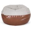 Christopher Knight Home Ohnstad 5 Foot Two Toned Bean Bag – Fabric and Faux Leather – Beige/Coffee Brown(Light Gray + Coffee Brown)