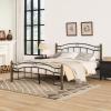 Christopher Knight Home Oner Sturdy Metal Full Size Platform Bed Frame with Wavy Headboard/Footboard, Full Size Bed Frame No Box Spring Needed, Iron Bed Support and Slats, Easy Assembly, Black+Gold(Black+gold)