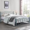 Christopher Knight Home Oner Sturdy Metal Full Size Platform Bed Frame with Wavy Headboard/Footboard, Full Size Bed Frame No Box Spring Needed, Iron Bed Support and Slats, Easy Assembly, Black+Gold(Blue)