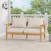 Christopher Knight Home Ordel Acacia Wood Outdoor Loveseat, Wooden Patio Loveseat Sofa, Patio Furniture 2-Seater Sofa with Removable Cushions,Comfy Lounge Sofa Outdoor for 2 People,Beige+Light Teak