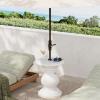 Christopher Knight Home Oriana MGO Outdoor Patio Side Table Umbrella Base, Heavy Duty Patio Umbrella Stand Outdoor Base with Hand-Turn Tightening Knob, Lounger Small Patio Coffee Table, Black(White)