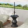 Christopher Knight Home Oriana MGO Outdoor Patio Side Table Umbrella Base, Heavy Duty Patio Umbrella Stand Outdoor Base with Hand-Turn Tightening Knob, Lounger Small Patio Coffee Table, Black(Black)