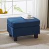 Christopher Knight Home Ottoman Foot Stool,Rectangular Fabric Upholstered Ottoman,Modern Side Table for Living Room Bedroom, Birch Wood Legs,Navy Blue(Navy Blue)