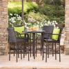 Christopher Knight Home Patina Outdoor Wicker 32.5″ Round Bar Table Set, 5-Pcs Set, Multibrown