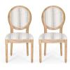 Christopher Knight Home Phinnaeus Polyester Beige Fabric Dining Chair (Set of 2), 2-Pcs Set(Grey Line + Natural)