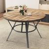 Christopher Knight Home Quillson 46.85″ Round Dining Table, Birch Wood Finish Kitchen Table, Splayed Metal Legs, Dining Table for 4, Industrial Table for Dining Room Kitchen Home, Natural+Black