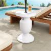 Christopher Knight Home Renata MGO Patio Umbrella Base, Outdoor Side Table, Patio Umbrella Stand Outdoor Base with Hand-Turn Tightening Knob, Small Coffee Table, No Need Assembly, Terrazzo White