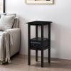 Christopher Knight Home Rivera 30.25″ Wood Accent Table with Drawer, 2-Tier Storage End Table, Tall Night Stand for Bedroom, Home Decor for Living Room Balcony Study, Small Spaces, Black