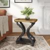 Christopher Knight Home Ronie French Country Wooden End Table with Bottom Shelf, Rectangular Living Room Side Table, Vintage Coffee Table with Hourglass Design, Natural+Black