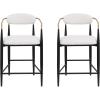 Christopher Knight Home Set of 2 Boucle Fabric Upholstered Counter Height Bar Stools,Modern Kitchen Island Armchair, Footrest,Metal Frame Dining Room Accent Chair, Soft Padded Seat,Beige+Black+Gold