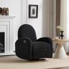 Christopher Knight Home Sidney Fabric Upholstered 360° Swivel Chair, Boucle Push-Back Recliner, Solid Wood Glider Recliner with Rotation, Living Room Single Lounge Sofa, Almond Beige(Black)