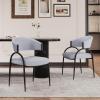Christopher Knight Home Soft Padded Dining Chairs Set of 2, Upholstery Dining Chairs, Curved Backrest Accent Chairs, Metal Legs Comfortable Seating for Home Dining Room or Kitchen, Beige(Black+gray)