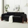 Christopher Knight Home Taki 89 Inches Sofa Couch, Cozy Chenille Upholstered 3-Seater Sofa, Wood Frame Couches, Comfy Home Sofa Living Room and Office, Lounge Seating with Armrests, Black(Black)