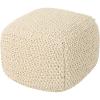 Christopher Knight Home Teresa Knitted Cotton Square Pouf, Light Grey(Beige)