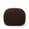 Christopher Knight Home Teresa Knitted Cotton Square Pouf, Light Grey(Brown)