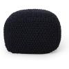 Christopher Knight Home Teresa Knitted Cotton Square Pouf, Light Grey(Dark Blue)