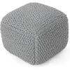 Christopher Knight Home Teresa Knitted Cotton Square Pouf, Light Grey(Light Grey)