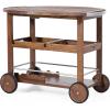 Christopher Knight Home Tillary Tiller Outdoor Acacia Wood Bar Cart Aluminum Accents, Dark Oak/Shiny Powder Coating(Accents)