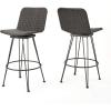 Christopher Knight Home Torrey Outdoor Wicker Barstools with Iron Frame, 2-Pcs Set, Multibrown / Black Copper
