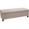 Christopher Knight Home Tufted Bonded Leather Ottoman Storage Bench, Brown, 51 by 19 by 16(Beige)